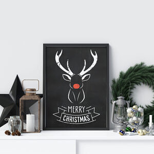 Plakat świąteczny renifer