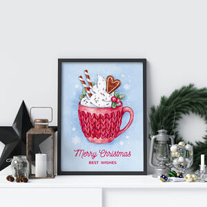 Plakat świąteczny Kubek gorąca czekolada