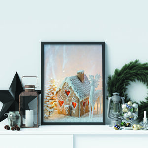 Plakat świąteczny domek z piernika